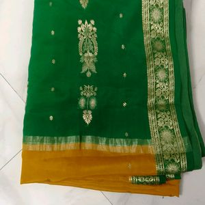 Yellow Green Mysore Crepe Silk