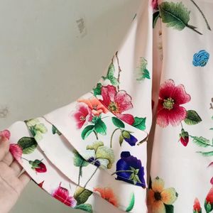 Floral With Beautiful Sleeves Top For Girls