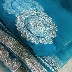 Blue Net Dupatta