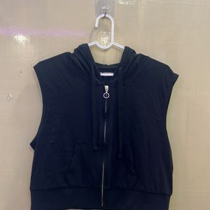 Girls Half Crop Black Jacket (Korean Style)