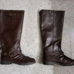 Brown Pinteresty Buckle Knee Length Boots