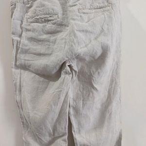 Branded linen Cream Pants For Women