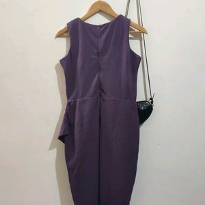 Purple One Side Frill Bodycon Dress