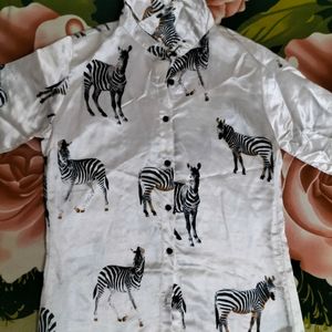 Zebra Print Satin Shirt