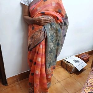 Women Cotton Saree. Used Only Once. With Blouse