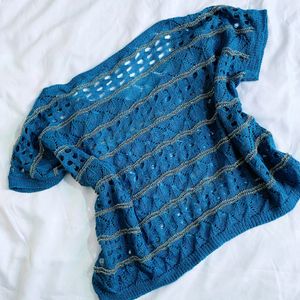 Pinterest Crochet Knit Blue Up & Down Top