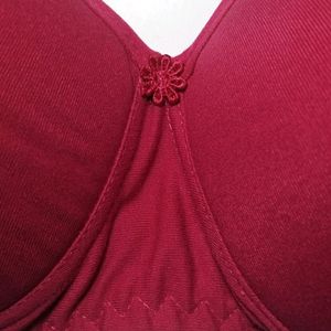 Leading Lady Maroon Solid Padded Bra