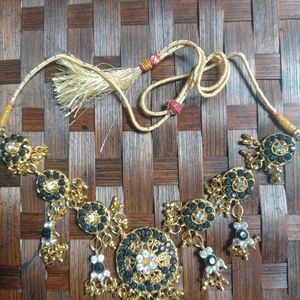 Black Necklace With Earings and tika