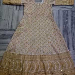 Anarkali With Light Yellow  Sequence Work ✨