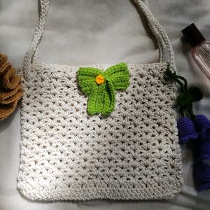 Crochet White Sling Bag