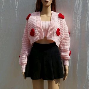 Crochet Herzen Cardigan Set XS/S