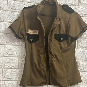 Olive Police Print Shirt / Jacket