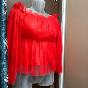 Beautiful Party Wear Bardot Red Tunic