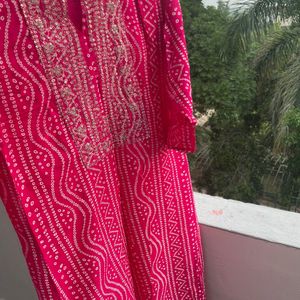 Bandhej Pink Kurti