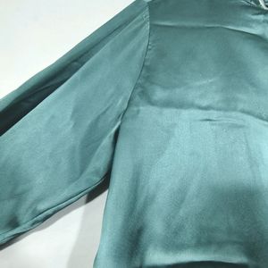 Tokyo Talkies Sea Green Satin Top ( Women)