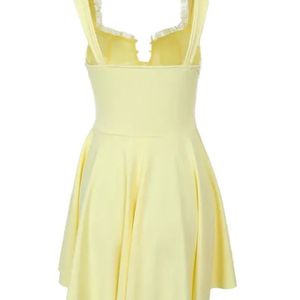 Yellow Solid Plated Mini Dress