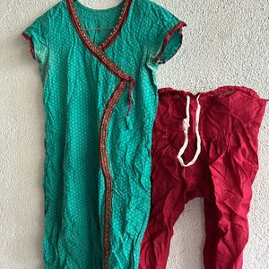 Kurta Set- Chudidar With Green Kurti Design