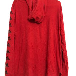 Adidas Red Long Sleeve Cotton Hoodie