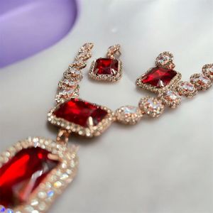 Crystal Stone Pendent Necklace and Earrings