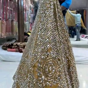 Golden Heavy Full Mirror Worked Lehenga