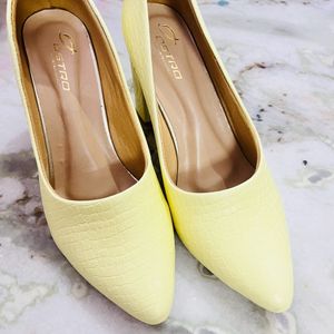 Yellow Broad Heels