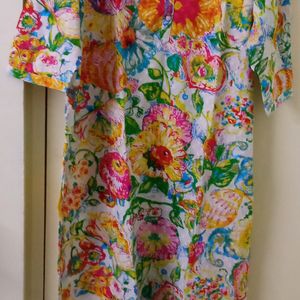 Multi Colour Floral Cotton Kurta