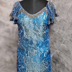 Turquoise Glass Beaded Dress