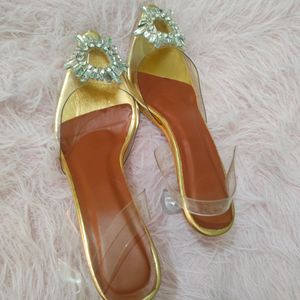 Trendy Stone Studded Transparent Heels