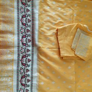 New Unused ChanderiSilk ReshamWork Saree StichedBl