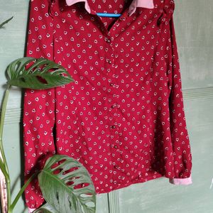 Korean Style Heart Print Shirt Top