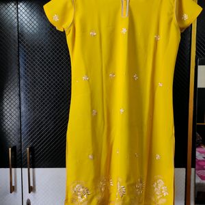 Yellow embroidery Kurta And Salwar