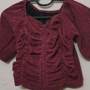 Shimmery Drawstring Pullover Top