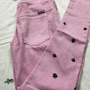 Flower Design Jeans