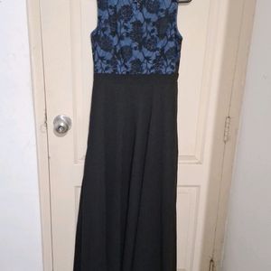 Blue And Black Long Dress