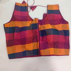 Multicolored Blouse With Attached Sleeves