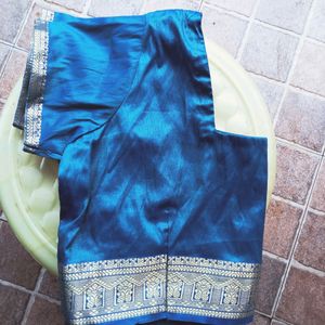 Peacock Blue Saree With Blouse Duble Shade Sare