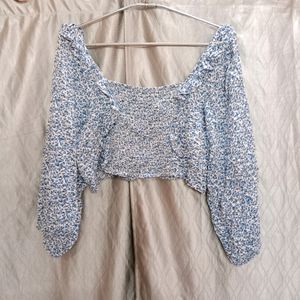 Ruffle Blue Elastic Top