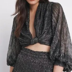 ZARA metallic Twist Front Crop top