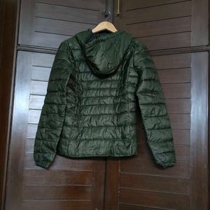 Only Brand Women Olive Green Quilted Puffer Jacket