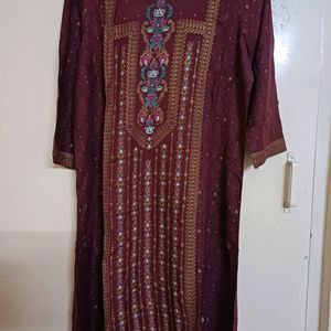 Asymmetrical Golden Foil Kurta