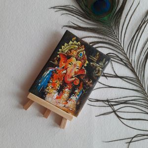 Acrylic Mini Canvas Painting With Easel Stand