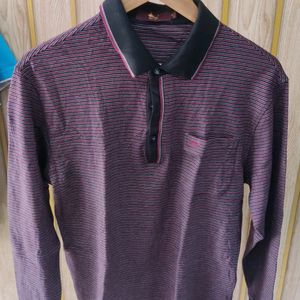 Polo Neck T-shirt With Full Sleeves