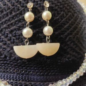 White Marble Earrings