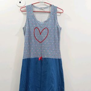 Cut Sleeve Hearts With Bow Printed Dress