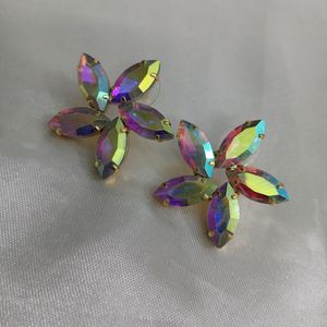 Korean Glassstone Floral Earrings