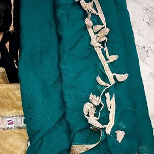 Green,Black, Golden Dupatta Combo