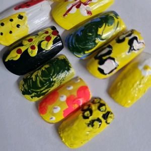 Yellow Colour Artificial Nail Is Available.