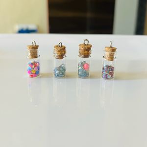 Glass Bottle Charm(pack Of 4)