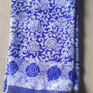 Chiffon Navy Blue and White Daily Wear Saree