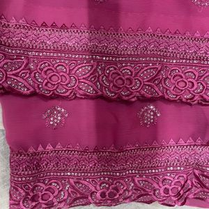 Pink Chiffon Party Saree